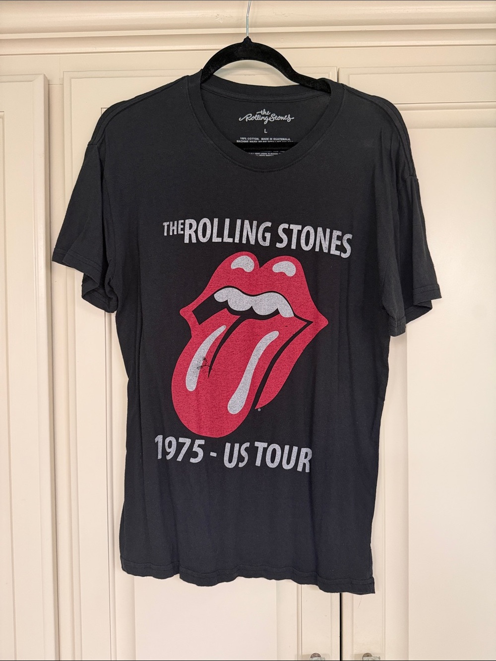 The Rolling Stones Black Tee with Red Tongue Graphic
